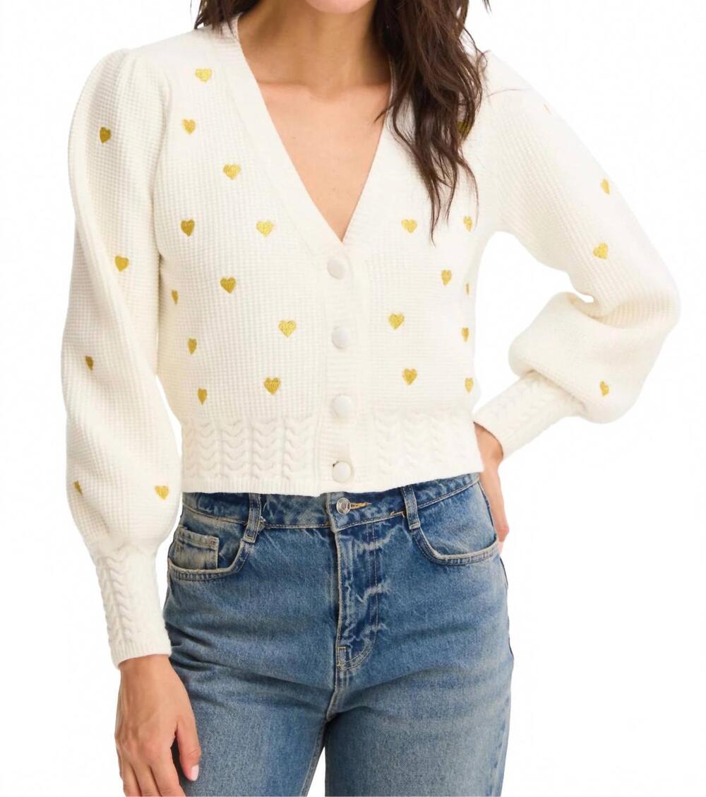 NEW ALLISON NEW YORK hearts piper cardigan in ivory